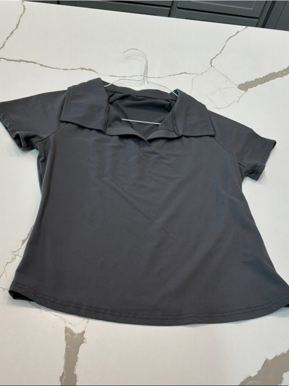 SHEIN Short-Sleeve Polo Top Never Worn Just Washed Large Gray